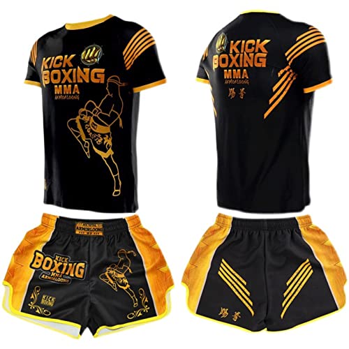VSZAP MMA Kämpfe Kampfsport Sport Schnelltrocknung Jugend Training Wettbewerb UFC Kurzarm Fitness Thai Boxenanzug Antibakterieller Material Kampfkunst Cover