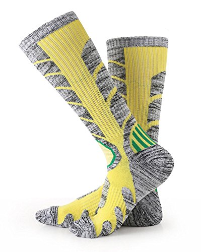 アウトドアソックス 登山 スキー スノーボード 用ソックス 靴下 トレッキング 遠足 徒歩 イエロー