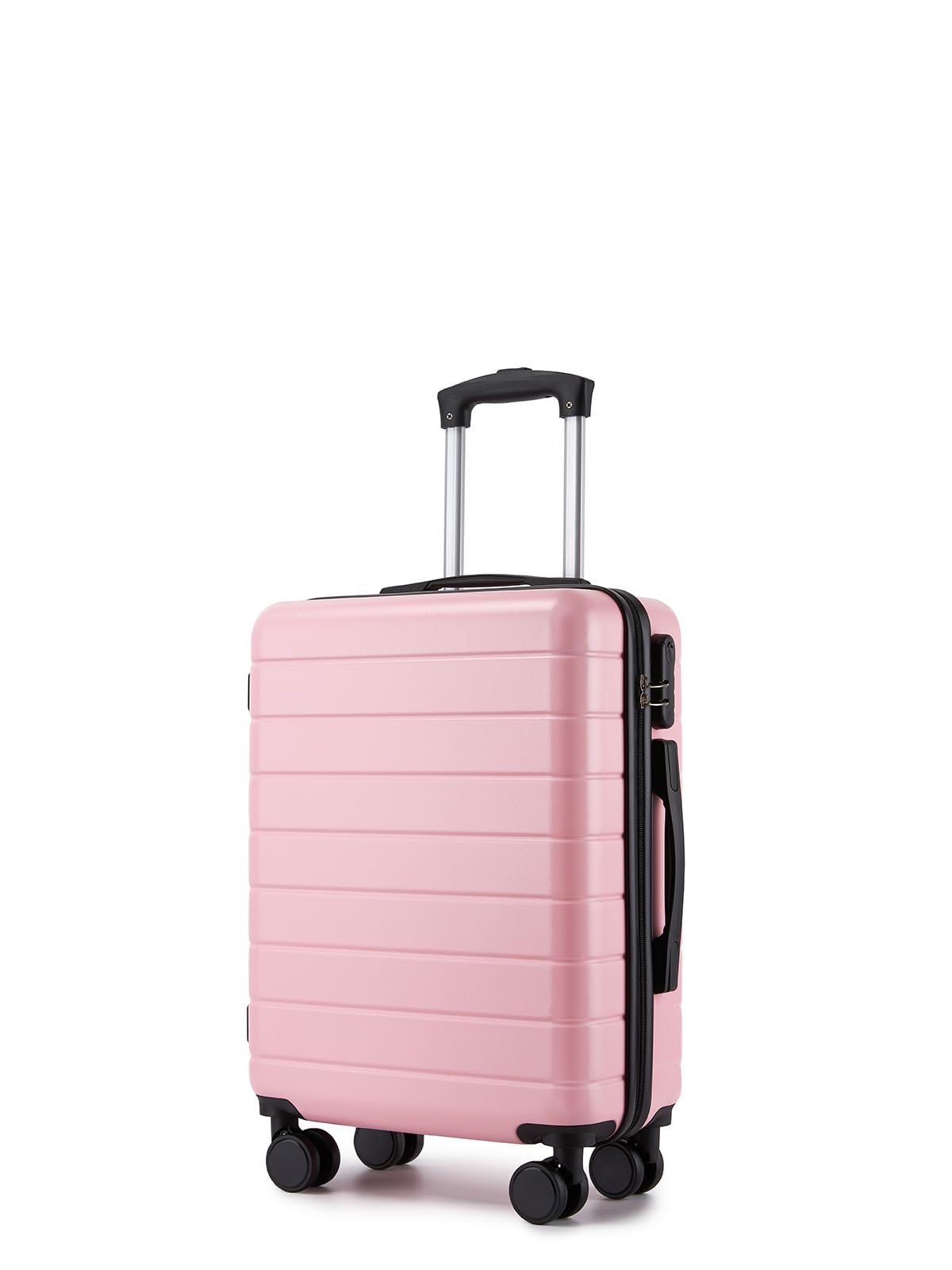 Handgepäck Koffer 55x40x20 cm Reisekoffer Hartschalenkoffer aus ABS, Leichter Trolley mit 4 Leisen 360° Doppelrollen, Integriertem Schloss, Für Viele Airlines Geeignet (M, Rosa)