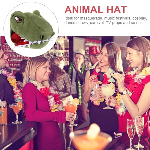 Gorro forma de dinosaurio SHOWERORO verde de talla única para invierno 3
