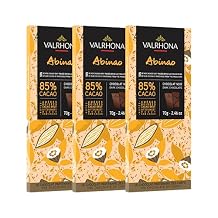 Valrhona Premium Extra Dark Chocolate ABINAO 85% Cacao Tasting Bars - Gourmet French Chocolate Perfect for Eating and Baking and Frostings, Cookies, Cakes, and Brownies. Kosher, 70g Pack of 3