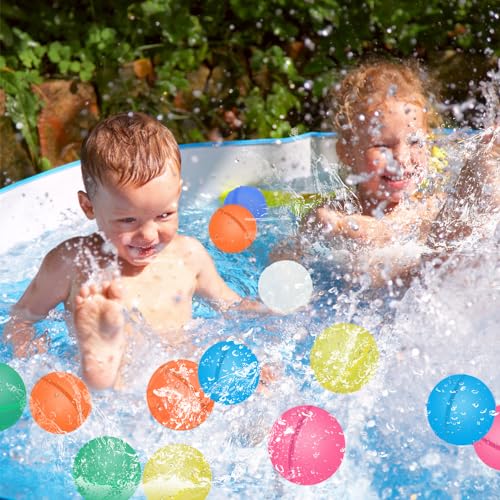 24PCS Wasserbomben Selbstschließend,Wasser Luftballons,Wiederverwendbare Wasserballons,Wiederverwendbare Wasserbomben,Wasserspielzeug Pool Spielzeug Strandspielzeug Bunt Gemischt Wasserball (B)