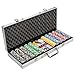 Produktbild Nexos Trading Pokerkoffer mit 500 abgerundeten Ocean Champion Chips hochwertige Metallkern Jetons 12 g Pokerset mit viel Zubehör Black Jack Texas Holdem