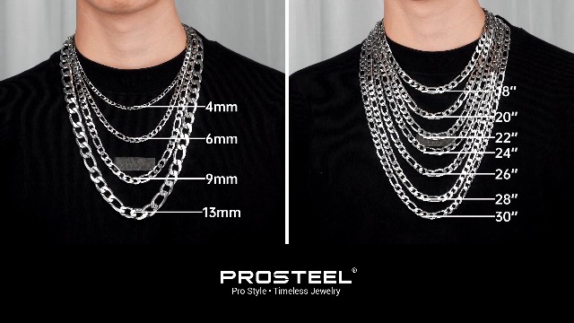 Collana A Catena Figaro In Acciaio Inossidabile 316L Largo 3,5 - Foto 6