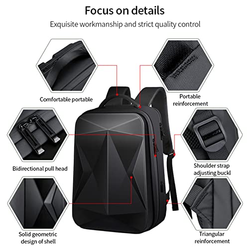Anti Theft Hard Shell Laptop Backpack Waterproof Computer Backpack with USB Charging Port 17 inch Gaming Business Backpack for Men Women，Black3