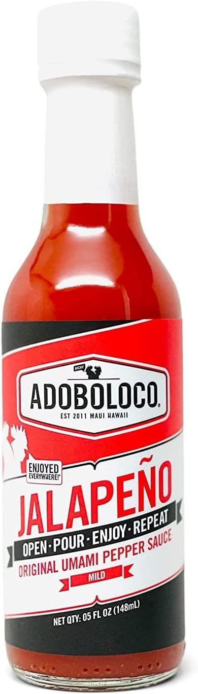 Hot Sauce Jalapeno Sauce - Mild Red Umami Sauce 5oz Hawaiian Fiery Chili Pepper Sautee, Salad Dressing Sauce