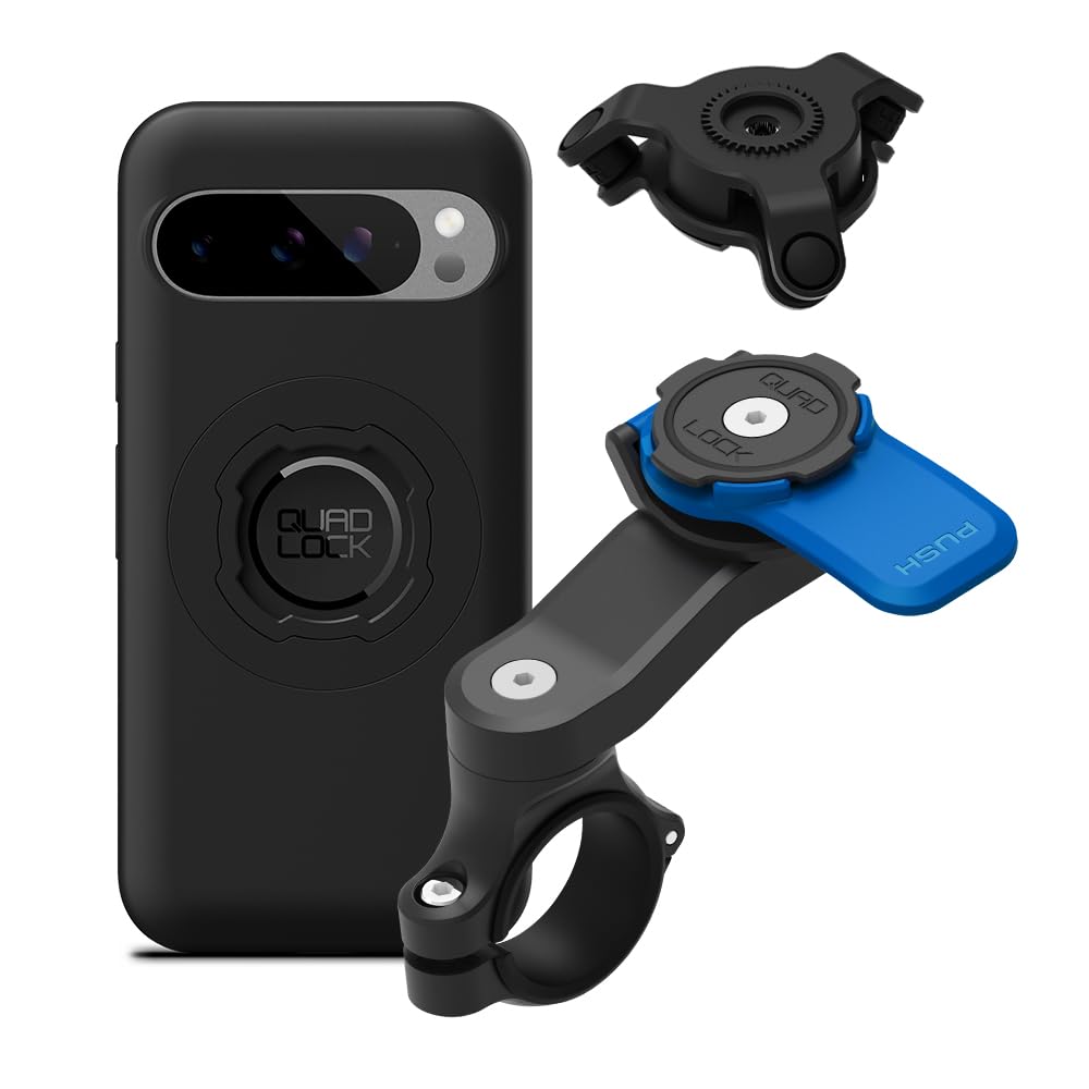 Quad Lock Support Téléphone pour Guidon de Moto avec Amortisseur de Vibrations et Coque MAG pour Pixel 9/9 Pro