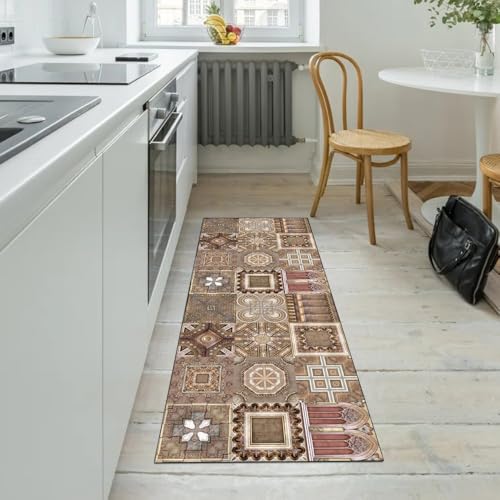 Alfombra pasillo lavable con base antideslizante estilo bohemio 5