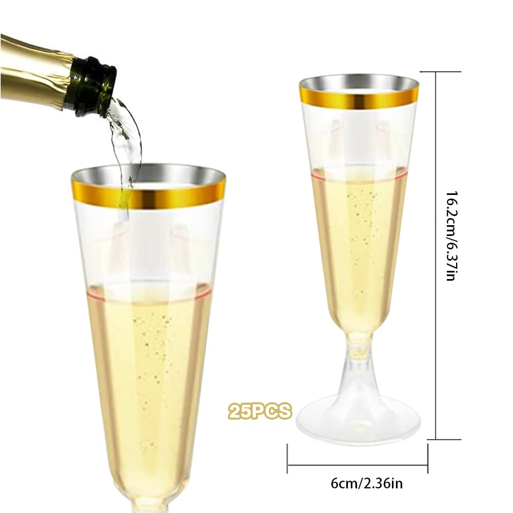 25 Flûtes à Champagne Plastique Réutilisables 150ml - Élégantes Pour Fêtes