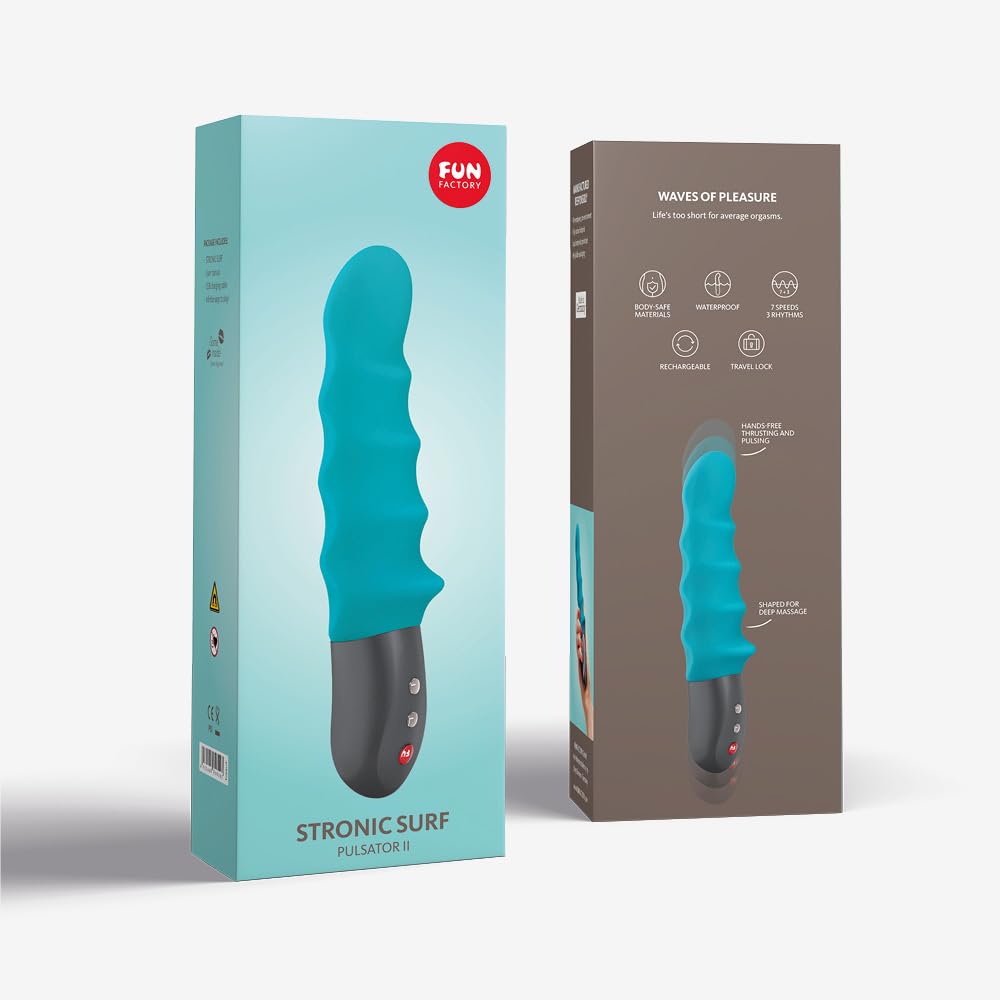 Fun Factory STRONIC SURF - Vibratore urti, Sex toy per lei, Vibratori donna sesso realistico, Silicone, Turchese