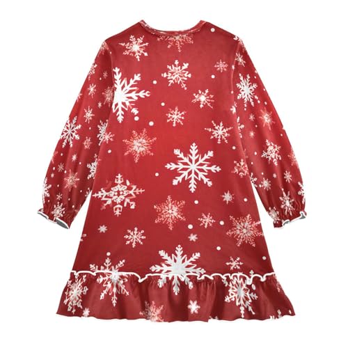 Bolaz Nightgowns Sleepwear Lightweight Nightdress Soft Pajamas Dress Christmas Snowflakes for 3-10 Years2
