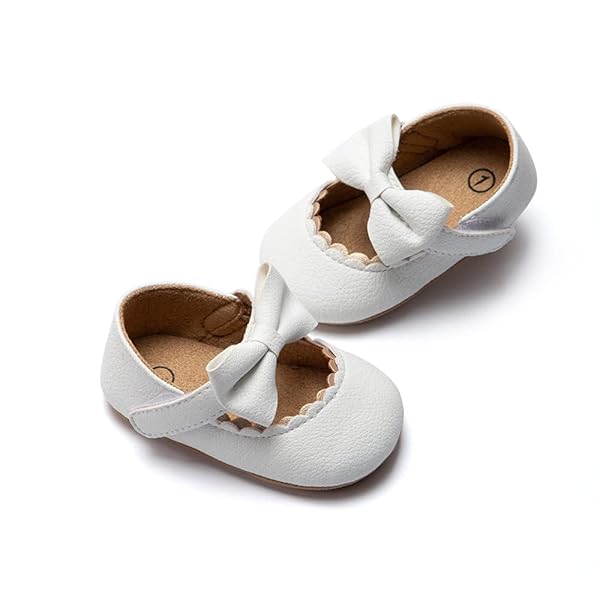 Meckior Infant Baby Girls Soft Sole Bowknot Princess Wedding Dress Mary Jane Flats Prewalker Newborn Light Baby Sneaker…