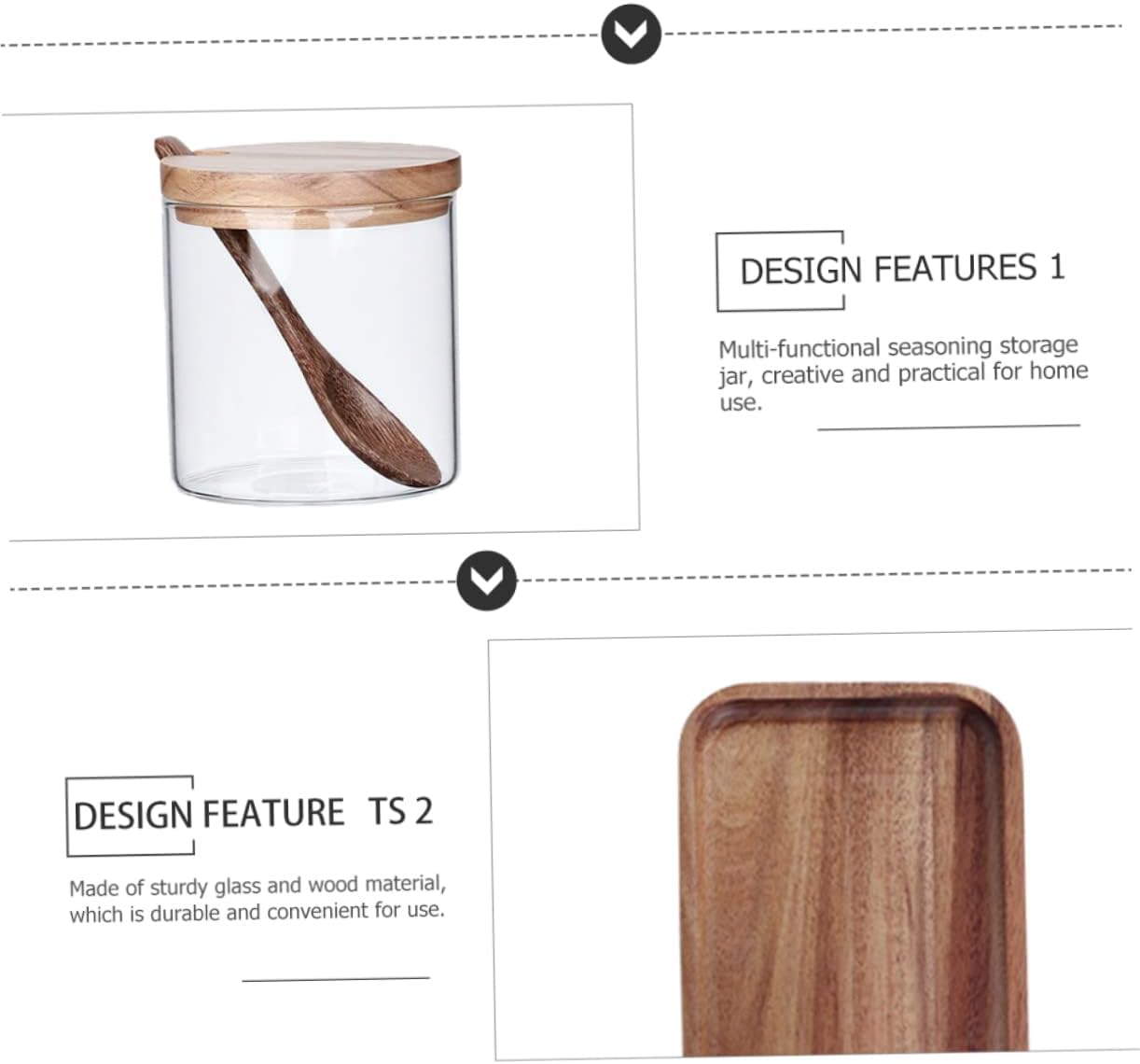 1set Glass Seasoning Jar Kit Lid and Tray Multi-functional Spice Storage Container for Kitchen for Condiments and Food Materials