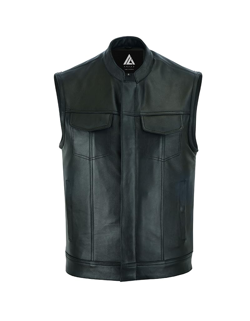ARIAN Men's SOA Motorcycle Vest for Biker Club Style Vest with Concealed Carry Gun Pocket (as1, alpha, xx_l, regular, regular)