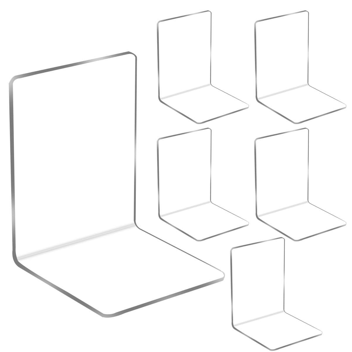 6 Piezas Sujetalibros en Forma de L, Sujeta Libros Estanteria de Acrílicos Transparentes, Sujeta Libros Estanteria, Adecuado para la Escuela,la Oficina,la Biblioteca,el hogar(12.5x12.5x18.5cm)