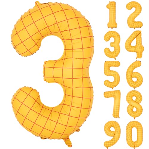 Image of 40 inch Matte Yellow Balloons Toy Inspired Story Theme party Supplies, Number Birthday Decoration, Cowboy Decorations Western, Cowgirl Party Balloon Digital 3
