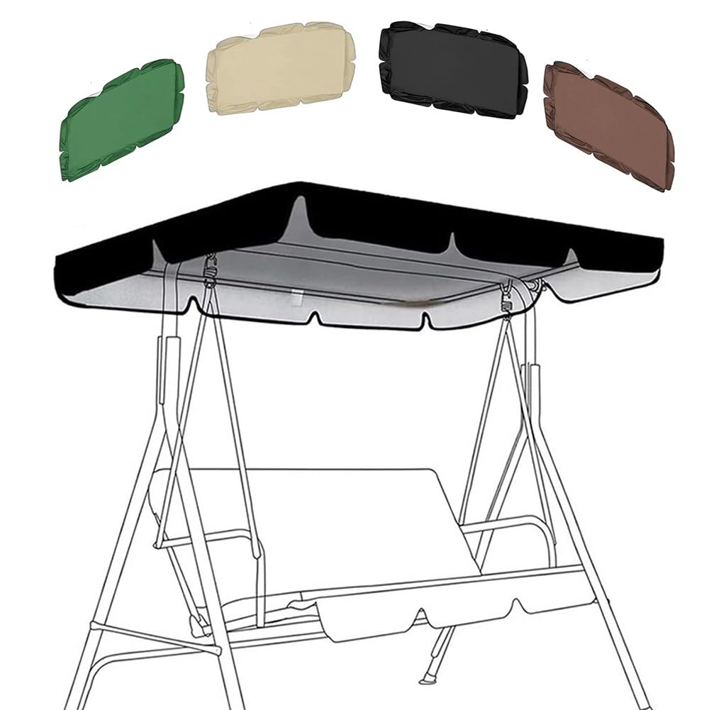 ZYXQQJ Outdoor Porch Swing Canopy 56×47in 65×45in 75×52in 77×49in 98×73in Garden Yard Patio Swing Cover 210D/420D/600D Oxford Cloth(Black,420D/195 * 125 * 15cm)