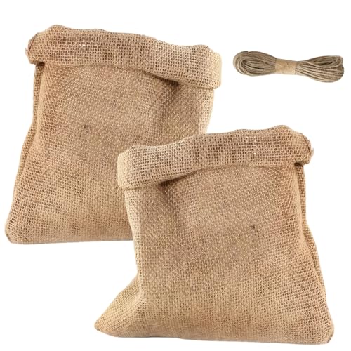 2 Pièces Grands Sacs en Jute, Résistants Jusqu'à 30kg, Sac de Protection des Plantes en Jute avec Cordon, Sac à Pommes de Terre, Couverture Hivernale pour Plantes