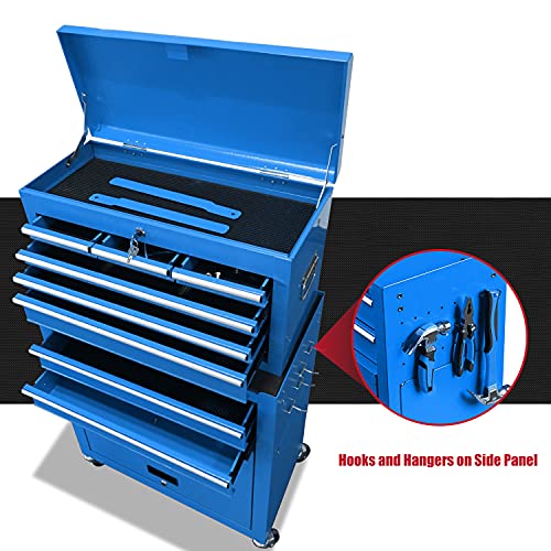 Jd Trading 8-Drawer Rolling Tool Chest 2 In 1 High Capacity Tool Box Detachable Organizer Tool Storage Cabinet With 4 Wheels & Lockable Lined Drawers For Garage Warehouse Workshop (Blue) #TOP5