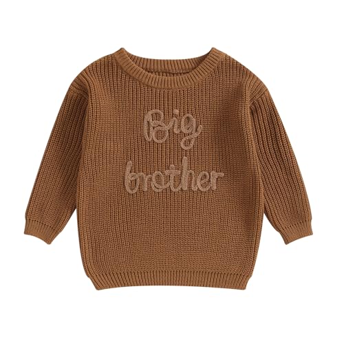Image of CHAUKAREAUL Big Brother Little Brother Matching Outfit Toddler Baby Boy Sweatshirt Letter Embroidery Shirt Winter Clothes