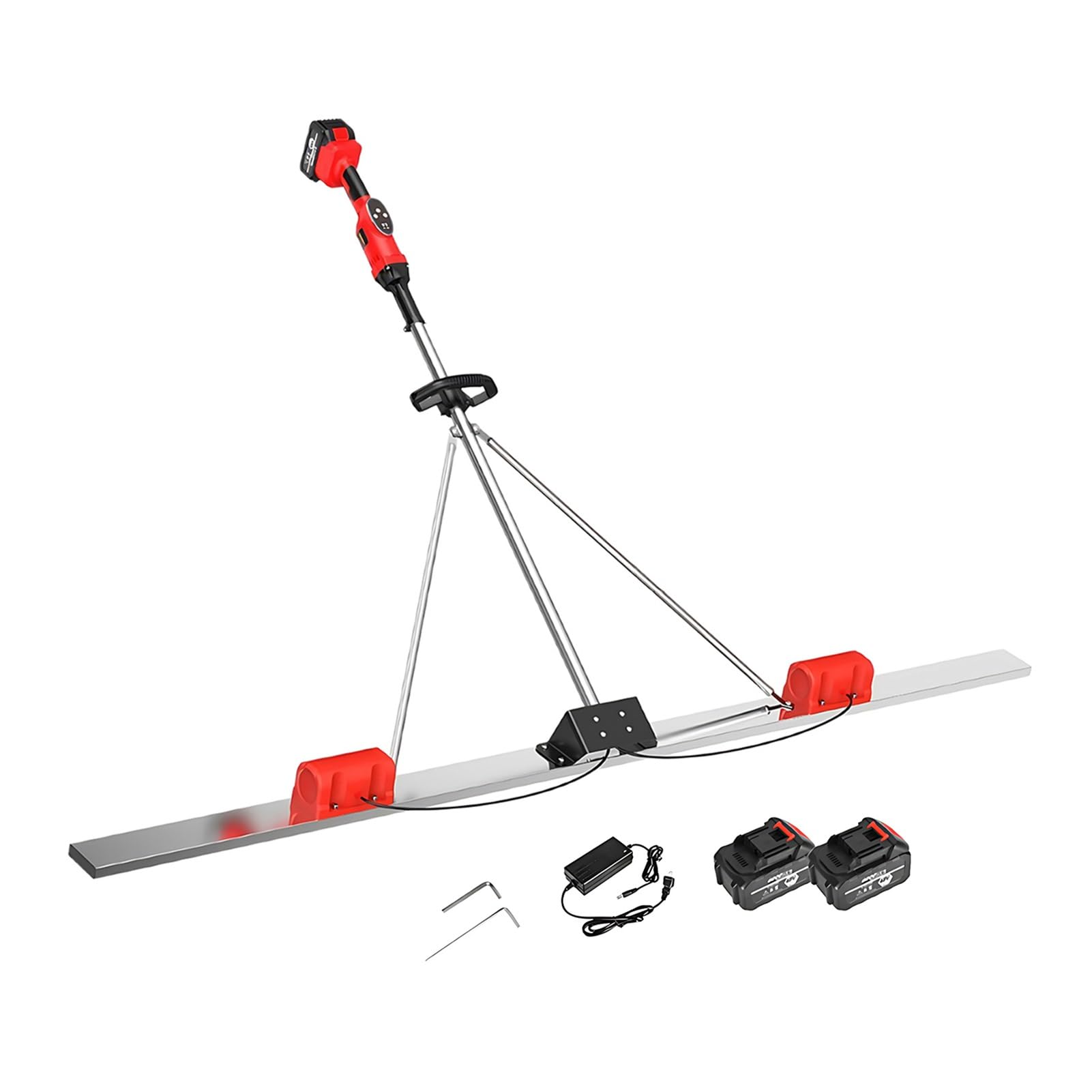Concrete Surface Leveling Tool, Dual Brushless Motor Concrete Vibrator, 6000mAh Rechargeable Battery, Stainless Steel Straight Edge for Patio Foundation and Pavement Finishing(1.8M)