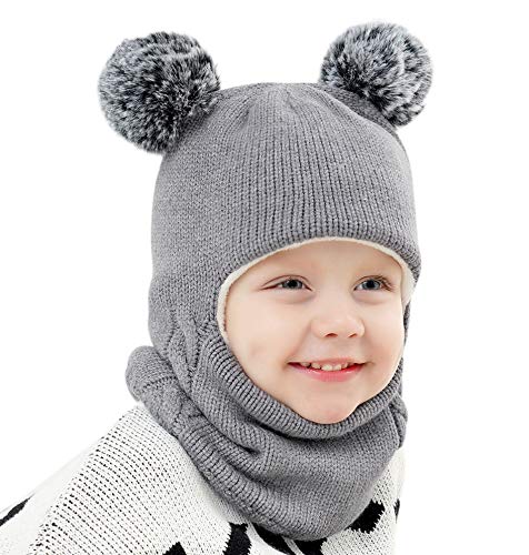 ZWA Baby Girls Boys Winter Hat Scarf Earflap Hood Scarves Toddler Kids