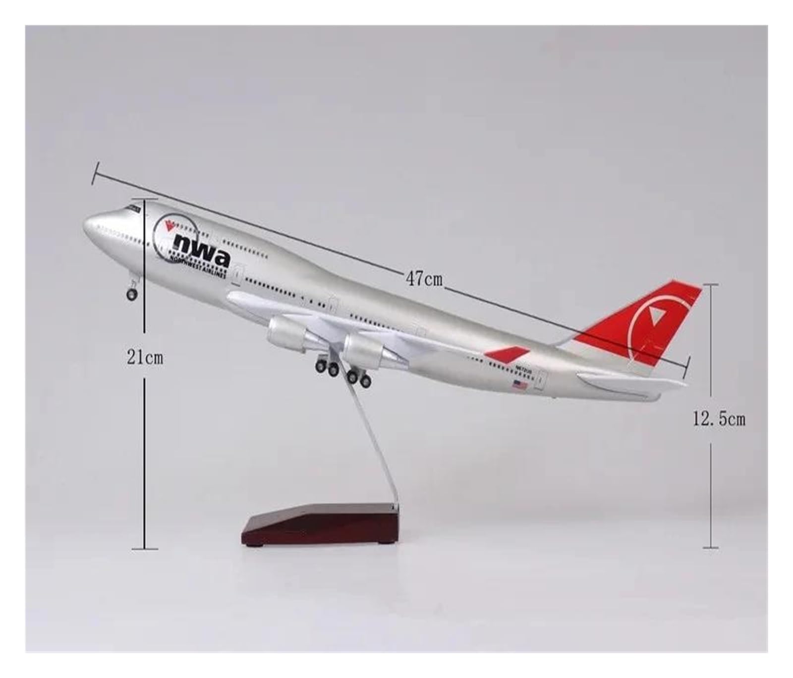 Odlewane zabawki samolotowe Model w skali 1:150 dla Northwest 747 Model samolotu do dekoracji Aluminiowy model samolotu pasażerskiego do zbierania i wyświetlania (bez światła)