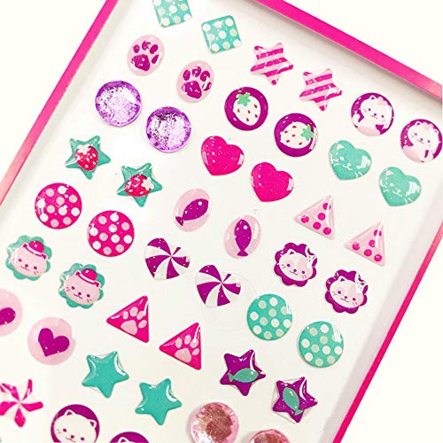 AUGSUN 240 Pcs Stick on Earrings for Little Girls 3D Sticker Earring