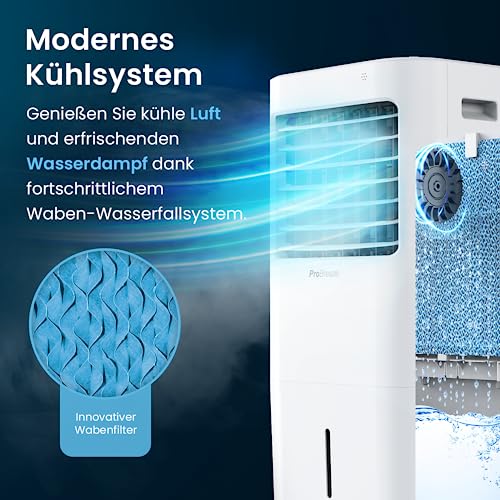 Pro Breeze 10L Mobiler Luftkühler, 4in1 mit 3 Stufen, LED Anzeige und Fernbedienung, Mobiles Klimagerät ohne Abluftschlauch für Luftkühlung, Ventilation, Befeuchtung, inkl. Timer & Oszillation, Weiß – Bild 4