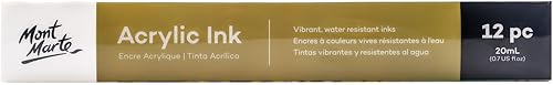 Miniatura 9 de Mont Marte Tinta acrílica de alta calidad, 12 unidades x 0.7 fl oz (0.7 onzas líquidas), tintas acrílicas para artistas, colores esenciales, ideal
