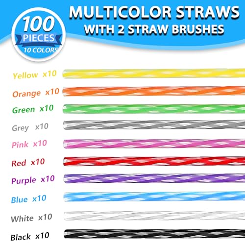 LEDUO 100 Reusable 9 Inch Colorful Striped Drinking Straws for Party Favors by LEDUO - Used condition - Image 9