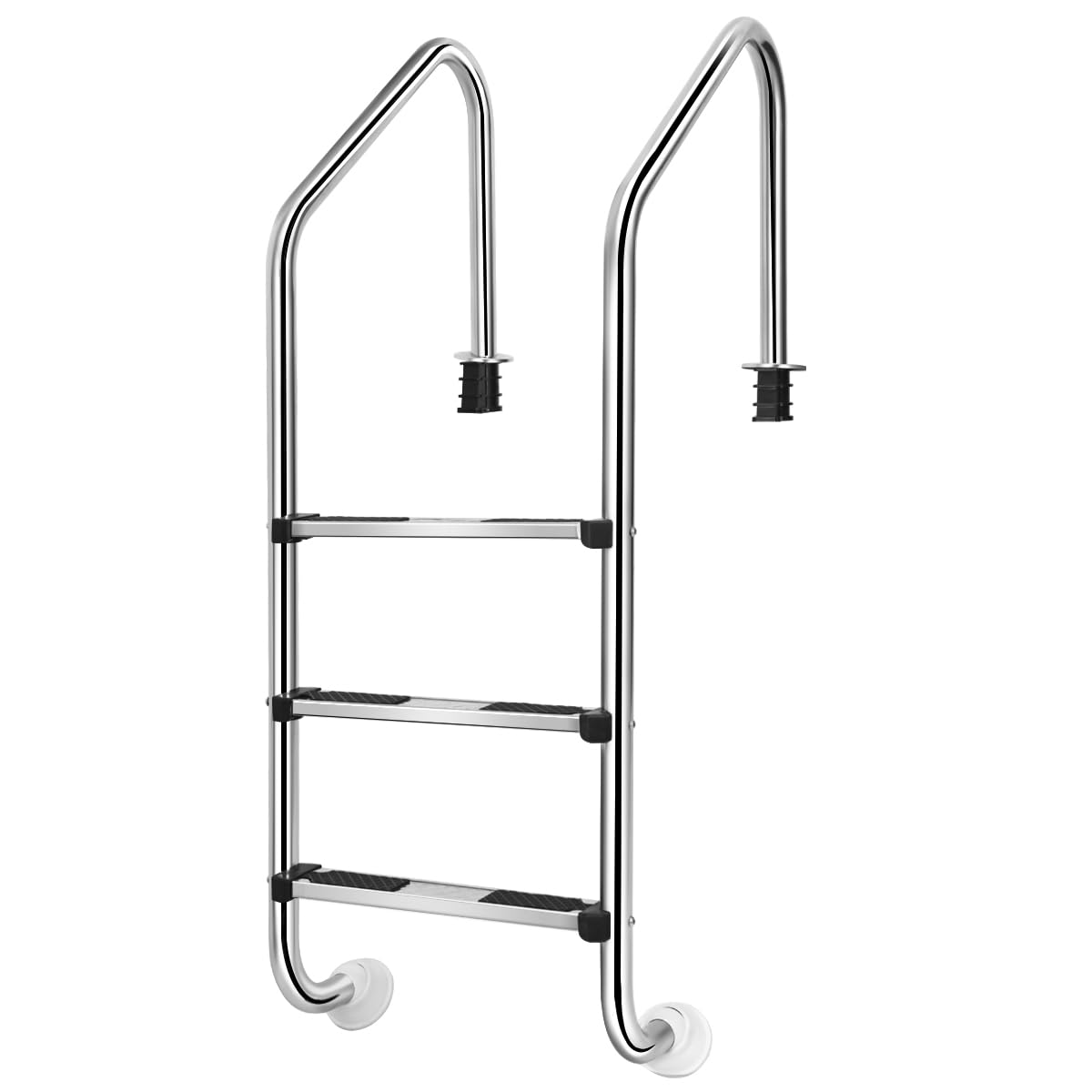 SOARS Poolleiter Edelstahl 3 Stufen, Pooltreppe mit Handlauf & rutschfesten Stufen, Schwimmbadleiter bis 150 kg belastbar, Einstiegsleiter, Einbauleiter, 53 x 63 x 147 cm