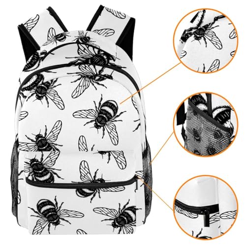Sac à dos dessin main bourdon noir et style multicolore unique - 3