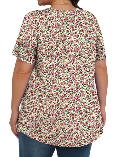 Image of Tencede Womens Plus Size Tops Tunic Short Sleeve Crew Neck Shirts Casual Soft Blouse 1X-5X