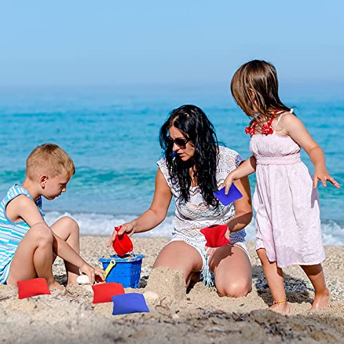 Cornhole Bags Empty Weather Resistant Standard, Unfilled Set of 8 Regulation Professional Corn Hole Bags for Tossing Game, Corn Hole Beans Bags, Beach Family Time and Kids Sand Game, Red and Blue