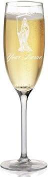 Champagne Glass, Santa Muerte, Personalized Engraving Included