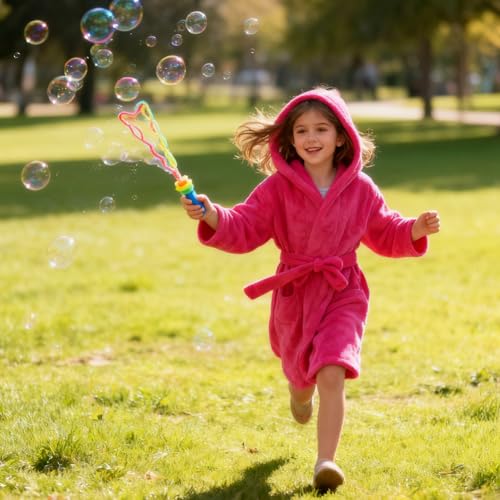 Image of Kids Bathrobe Hooded Plush Fleece Robe for Girls Boys
