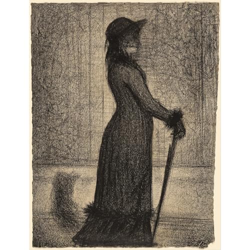 Toile Seurat Femme qui se promène pour décorer un grand salon lumineux