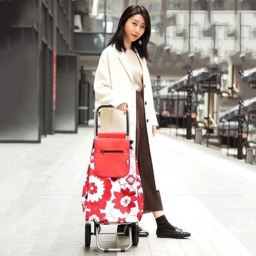 Tragbarer Einkaufstrolley mit Rollen für Reisen und Lebensmittel, faltbarer Gepäckwagen mit Einkaufstasche – Bild 5