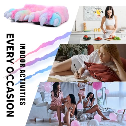 Pink Dinosaur Slippers For Women's Shoes Adult Monster Dino slippers Unisex Soft Plush Home Slippers Animal Costume Paw Claw Shoes Bear Claw Women Slippers3