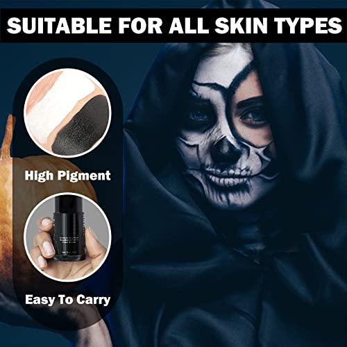 Black Face Paint Stick, Eye Black Stick for Football Baseball Sports Body Paint Foundation Makeup Halloween Zombie SFX Clown Vampire Goth Skeleton Black Face Makeup - Black - Thumbnail 3