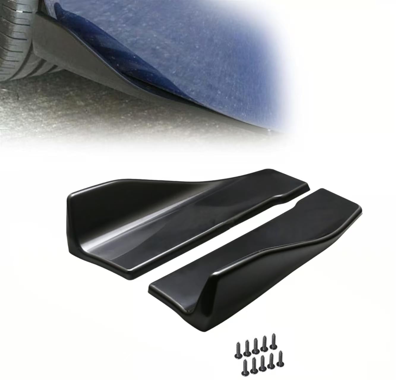 QIZUN Car Rear Bumper Side Skirt Lip for Skoda KAROQ 2017-2025, Auto Corner Protection Splitter Winglet Diffuser Glossy Black Aerodynamic 2 Pcs,S