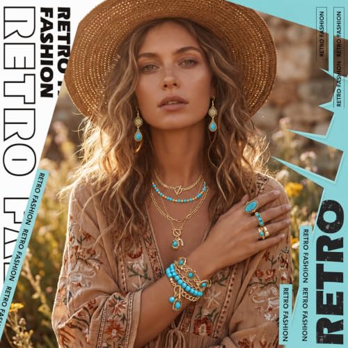 Image of Ecally Western Turquoise Jewelry Set for Women