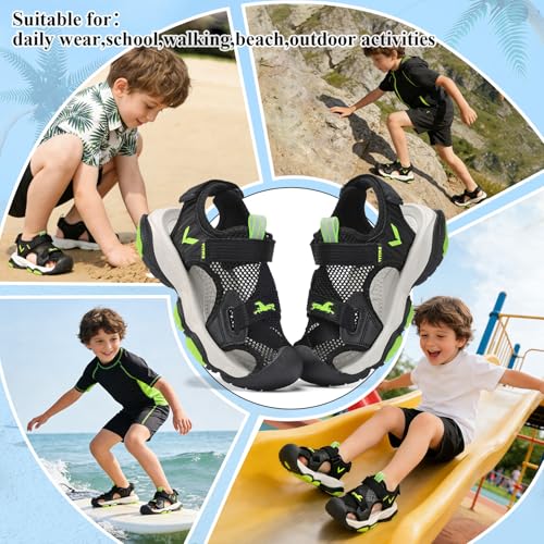 Image of JMFCHI Boys Girls Sports Sandals Summer Kids Closed Toe Outdoor Sandals Athletic Water Shoes Sandals Child Pool Beach Sandals Quick Drying Slip Resistant
