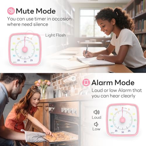 Image of Yunbaoit Visual Timer with Night Light, 60-Minute Unicorn Countdown Timer for Kids and Adults, Time Management Tool for Home, School, Kitchen, or Office (Pink)