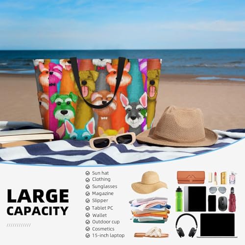 Bolsa de playa con tierno estampado de Schnauzer para amantes de los perros 7
