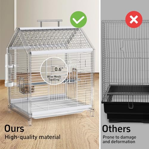 Image of 20.5 inch Pet Small Bird Cage, Parrot Cage, Portable Bird Carrier, Temporary Bird Cage in Car, for Home, Outing, Pet Clinic, Temporary Placement, for Small Medium Birds, Clear