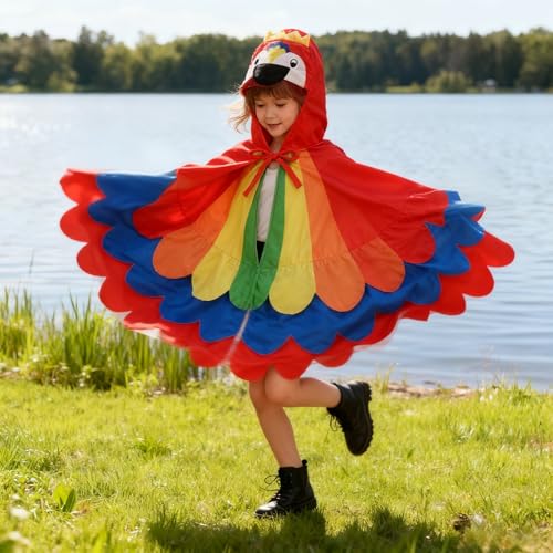 Disfraz de capa con capucha loro para niños miniatura 6