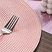FunWheat Round Braided Placemats Set of 6 Place Mats for Dining Tables Woven Washable Non-Slip Table mats 15 inch(Pink, 6pcs)
