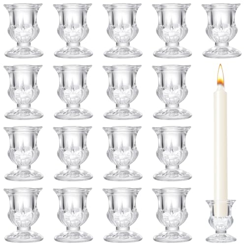 18-Piece Clear Glass Taper Candle Holders Set